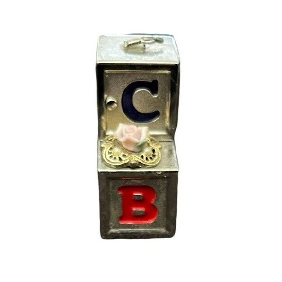 Miniature Elgin Quartz Analog Metal Children's ABC Blocks Battery Clock 1.75" - Picture 5 of 6